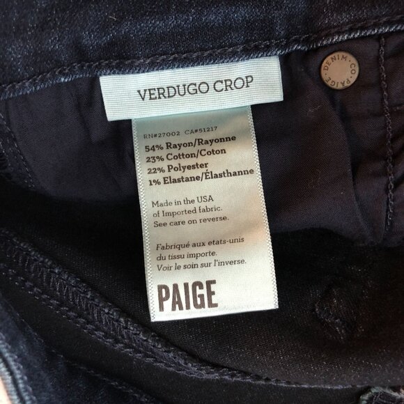 Paige Womens Verdugo Crop Jeans Denim Mid-Rise Dark Wash 27 - Picture 5 of 5